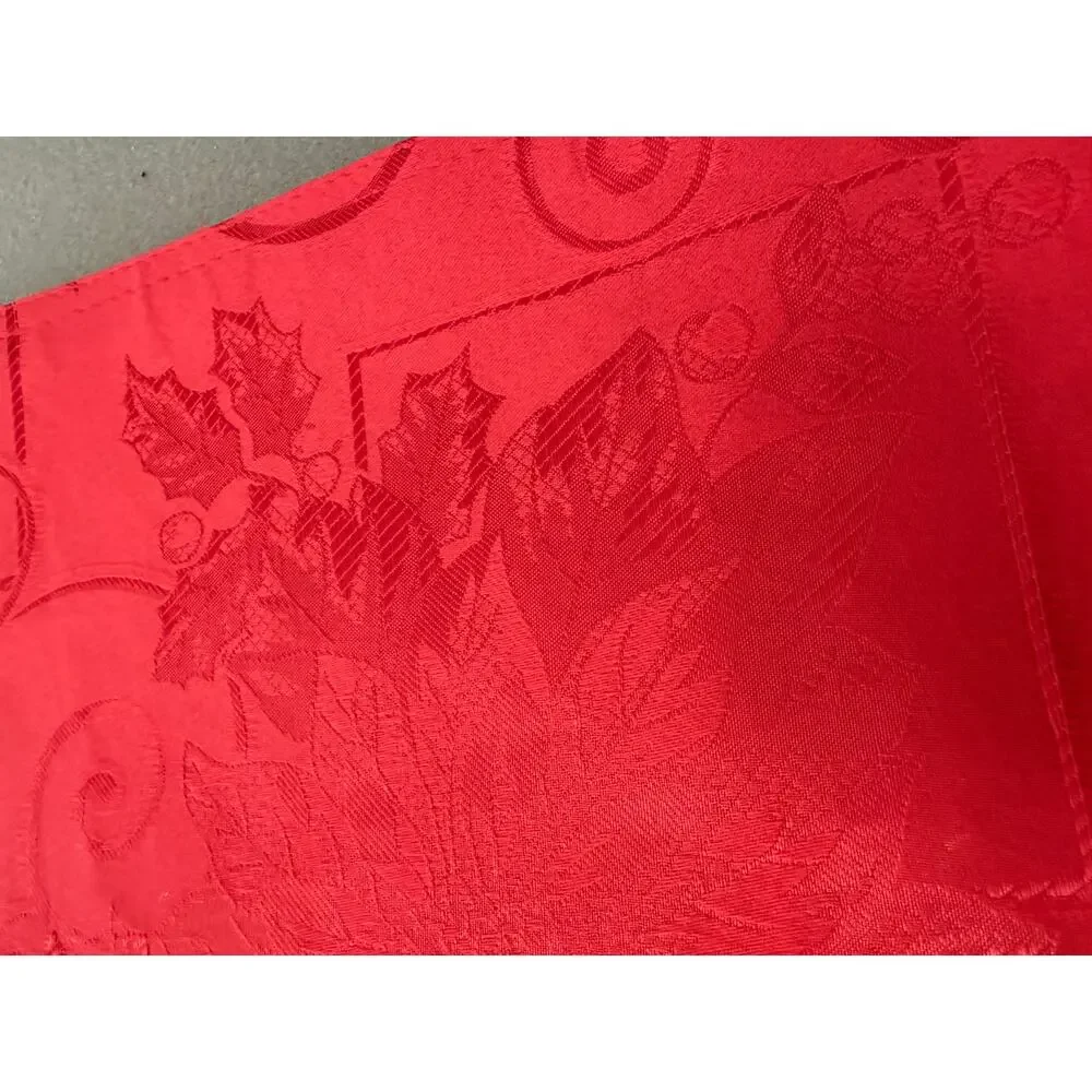 Christmas Poinsettia Red Jacquard Placemats Holiday Table Decor Set of 8